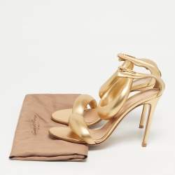 Pre Owned Gianvito Rossi Gold Leather Bijoux Sandals Size 38