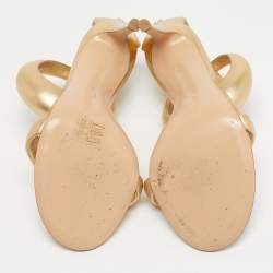 Pre Owned Gianvito Rossi Gold Leather Bijoux Sandals Size 38