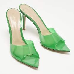 Pre Owned Gianvito Rossi Green PVC Elle Slide Sandals Size 39.5