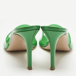 Pre Owned Gianvito Rossi Green PVC Elle Slide Sandals Size 39.5