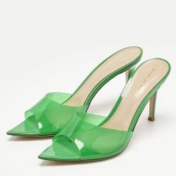 Pre Owned Gianvito Rossi Green PVC Elle Slide Sandals Size 39.5