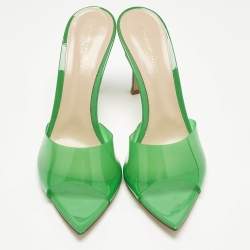 Pre Owned Gianvito Rossi Green PVC Elle Slide Sandals Size 39.5