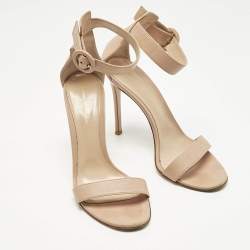 Pre Owned Gianvito Rossi Beige Leather Portofino Ankle Strap Sandals Size 39