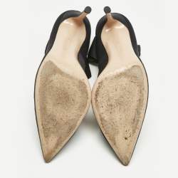 Pre Owned Gianvito Rossi Black Satin Gala Ankle Wrap Pumps Size 41