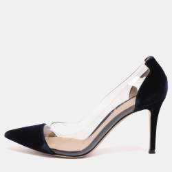 Pre Owned Gianvito Rossi Midnight Blue PVC and Velvet Plexi Pumps Size 39