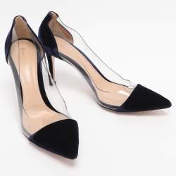 Pre Owned Gianvito Rossi Midnight Blue PVC and Velvet Plexi Pumps Size 39