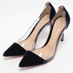 Pre Owned Gianvito Rossi Midnight Blue PVC and Velvet Plexi Pumps Size 39