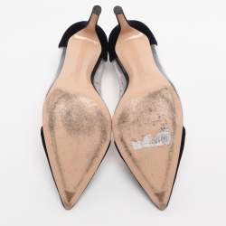 Pre Owned Gianvito Rossi Midnight Blue PVC and Velvet Plexi Pumps Size 39