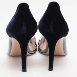 Pre Owned Gianvito Rossi Midnight Blue PVC and Velvet Plexi Pumps Size 39