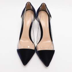 Pre Owned Gianvito Rossi Midnight Blue PVC and Velvet Plexi Pumps Size 39