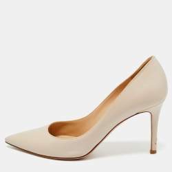 Pre Owned Gianvito Rossi Cream Leather Gianvito 105 Pumps Size 38