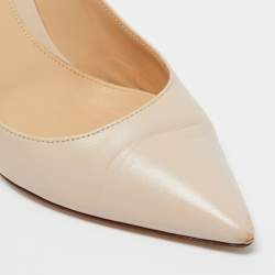 Pre Owned Gianvito Rossi Cream Leather Gianvito 105 Pumps Size 38