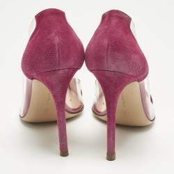 Pre Owned Gianvito Rossi Pink Suede and PVC Plexi Pumps Size 38