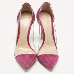 Pre Owned Gianvito Rossi Pink Suede and PVC Plexi Pumps Size 38
