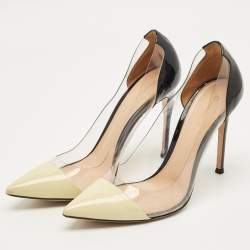 Pre Owned Gianvito Rossi Multicolor Patent Leather and  PVC Plexi Pointed Toe Pumps Size 39