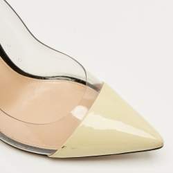 Pre Owned Gianvito Rossi Multicolor Patent Leather and  PVC Plexi Pointed Toe Pumps Size 39