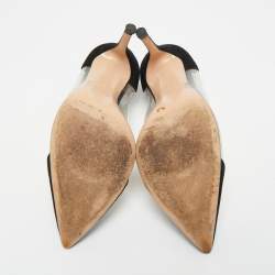 Pre Owned Gianvito Rossi Black/Transparent Suede and PVC Plexi Pointed Toe Pumps Size 36