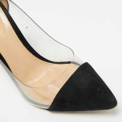 Pre Owned Gianvito Rossi Black/Transparent Suede and PVC Plexi Pointed Toe Pumps Size 36