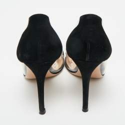 Pre Owned Gianvito Rossi Black/Transparent Suede and PVC Plexi Pointed Toe Pumps Size 36
