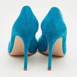Pre Owned Gianvito Rossi Blue Suede Portofino Pumps Size 39