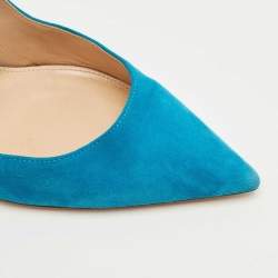 Pre Owned Gianvito Rossi Blue Suede Portofino Pumps Size 39