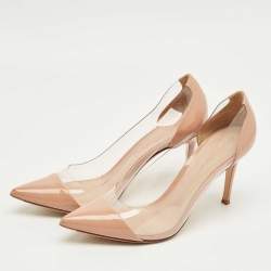 Pre Owned Gianvito Rossi Beige/Transparent Patent Leather and PVC Plexi Pumps Size 39