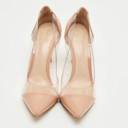 Pre Owned Gianvito Rossi Beige/Transparent Patent Leather and PVC Plexi Pumps Size 39