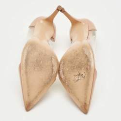 Pre Owned Gianvito Rossi Beige/Transparent Patent Leather and PVC Plexi Pumps Size 39