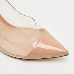 Pre Owned Gianvito Rossi Beige/Transparent Patent Leather and PVC Plexi Pumps Size 39