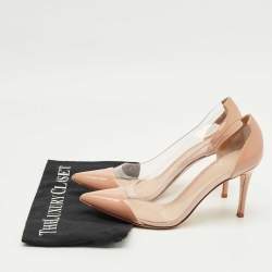 Pre Owned Gianvito Rossi Beige/Transparent Patent Leather and PVC Plexi Pumps Size 39