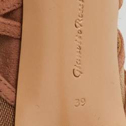 Pre Owned Gianvito Rossi Beige Suede and Mesh Cage Adria Sandals Size 39