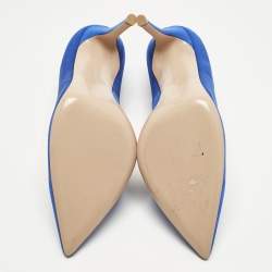 Pre Owned حذاء كعب عالى جيانفيتو روسى رويال  مقدمة مدببة ساتان أزرق مقاس 39.5