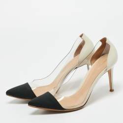 Pre Owned Gianvito Rossi Tricolor Fabric and Leather Plexi Pumps Size 39