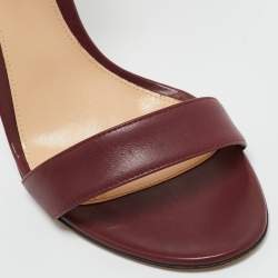 Pre Owned Gianvito Rossi Burgundy Leather Ankle Cuff Buckle Open Toe Sandals Size 40