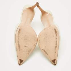 Pre Owned Gianvito Rossi Cream Patent Leather Aramis Pointed Toe Mules Size 38