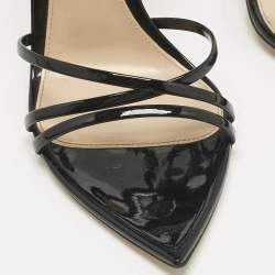 Pre Owned Gianvito Rossi Black Patent Leather Kim Ankle Strap Sandals Size 38.5