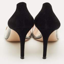 Pre Owned Gianvito Rossi Black/Brown Suede and PVC Plexi Pointed Toe Pumps Size 36