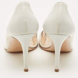 Pre Owned Gianvito Rossi White/Transparent Leather and PVC Plexi Pumps Size 38.5
