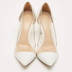 Pre Owned Gianvito Rossi White/Transparent Leather and PVC Plexi Pumps Size 38.5