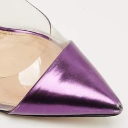 Pre Owned Gianvito Rossi Metallic /Transparent Patent Leather and PVC Plexi Pumps Size 37.5