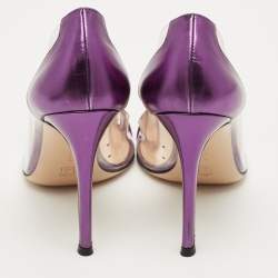 Pre Owned Gianvito Rossi Metallic /Transparent Patent Leather and PVC Plexi Pumps Size 37.5