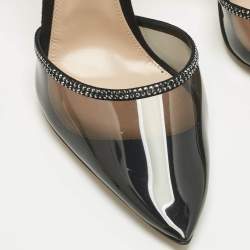 Pre Owned Gianvito Rossi Black PVC Sabin Crystal Ankle Strap Sandals Size 41
