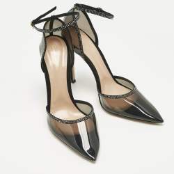 Pre Owned Gianvito Rossi Black PVC Sabin Crystal Ankle Strap Sandals Size 41