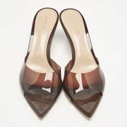 Pre Owned Gianvito Rossi Brown PVC Plexi Slide Sandals Size 39.5