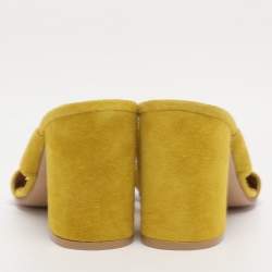 Pre Owned Gianvito Rossi Yellow Suede Mules Size 38