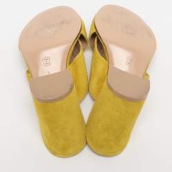 Pre Owned Gianvito Rossi Yellow Suede Mules Size 38