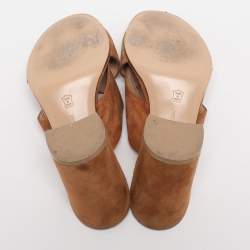Pre Owned Gianvito Rossi Brown Suede Slide Sandals Size 38.5