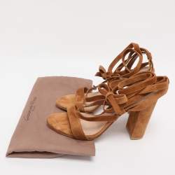 Pre Owned Gianvito Rossi Brown Suede Ankle Strap Strappy Sandals Size 39