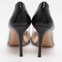 Pre Owned Gianvito Rossi Black Patent Leather and PVC Plexi Pumps Size 38