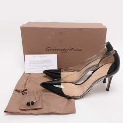 Pre Owned Gianvito Rossi Black Patent Leather and PVC Plexi Pumps Size 38